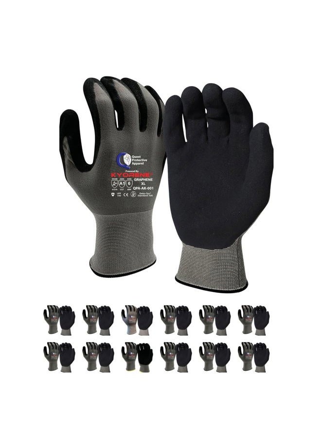 Quest Protective Apparel Powered By Kyorene- Cut Resistant Gloves - Protective Work Gloves - Working Gloves with GRAPHENE Grip (12, Extra Large) - Image 1