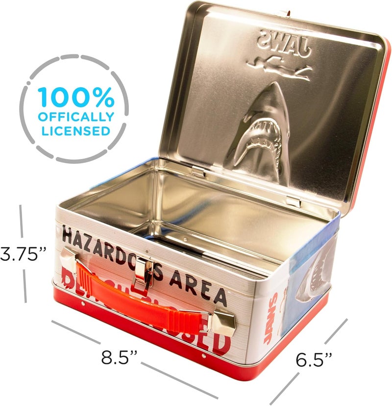 AQUARIUS Jaws Gen 2 Fun Box - Retro Tin Storage Box with Embossed Front Cover - Image 2