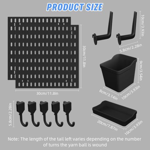 Serplex® DIY Assembly Pegboard Kit, 11.8'' Square Wall Pegboards Wall Organizer Pegboards with Storage Box & Shelf, Hooks, Space Saving Wall Pegboard Organizer for Tools, Gadget, Stationeries - Image 2