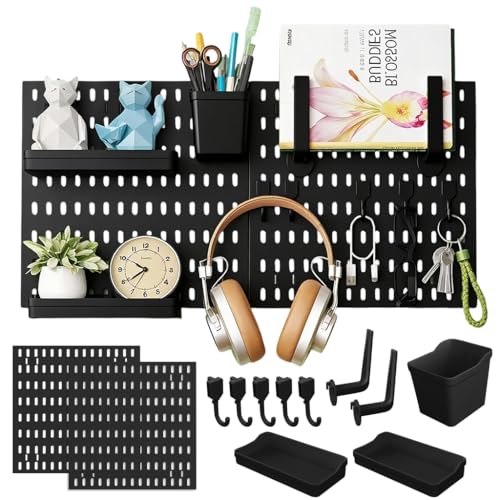 Serplex® DIY Assembly Pegboard Kit, 11.8'' Square Wall Pegboards Wall Organizer Pegboards with Storage Box & Shelf, Hooks, Space Saving Wall Pegboard Organizer for Tools, Gadget, Stationeries - Image 1