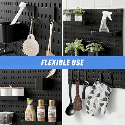 Serplex® DIY Assembly Pegboard Kit, 11.8'' Square Wall Pegboards Wall Organizer Pegboards with Storage Box & Shelf, Hooks, Space Saving Wall Pegboard Organizer for Tools, Gadget, Stationeries - Image 5