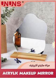 UNUNS Acrylic Makeup Mirror,2 Styles Of Vanity Mirror,Room Decor Aesthetic Mirror With Wooden Stand,Frameless Tabletop Mirror,Standing Irregular Mirror For Bedroom/Living Room/Minimal Spaces Room Decor  - Image 5