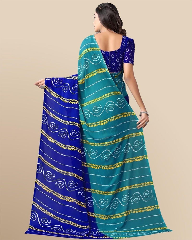 Shiv Textiles Women's Georgette Printed Saree(236S103_Blue) - Image 5