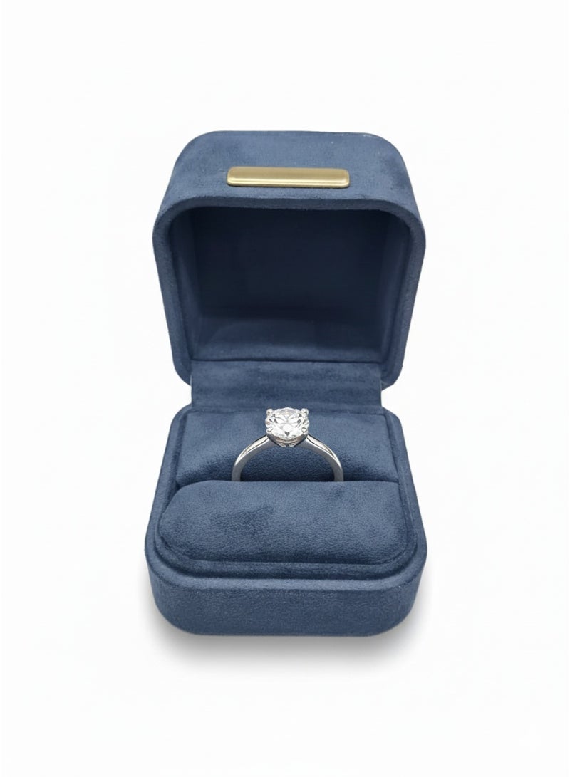 Al Seraj Luxury Blue Ring Box with Super Suede Finish – Jewelry Gift Box for Engagement, Proposal, Wedding – 6.3x6.3x5.8 cm - Image 1