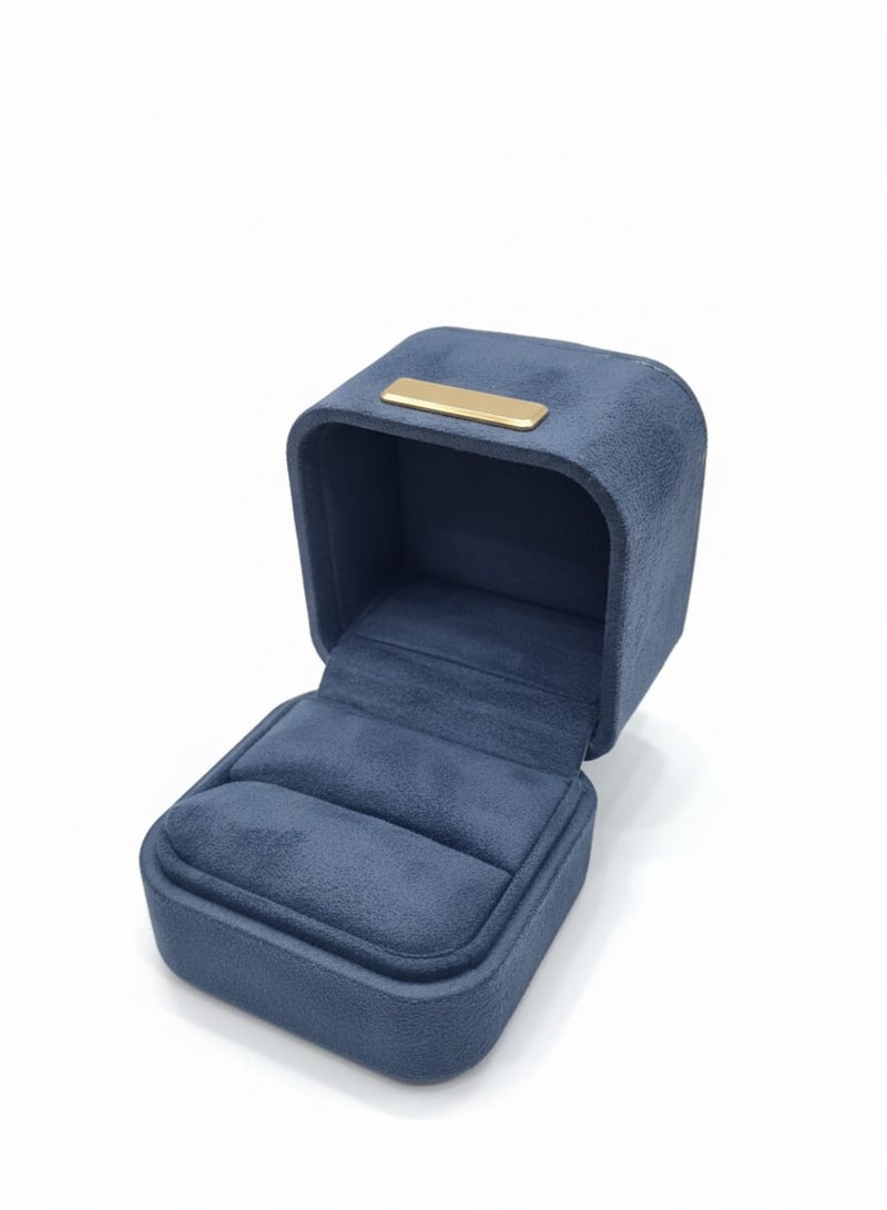 Al Seraj Luxury Blue Ring Box with Super Suede Finish – Jewelry Gift Box for Engagement, Proposal, Wedding – 6.3x6.3x5.8 cm - Image 2
