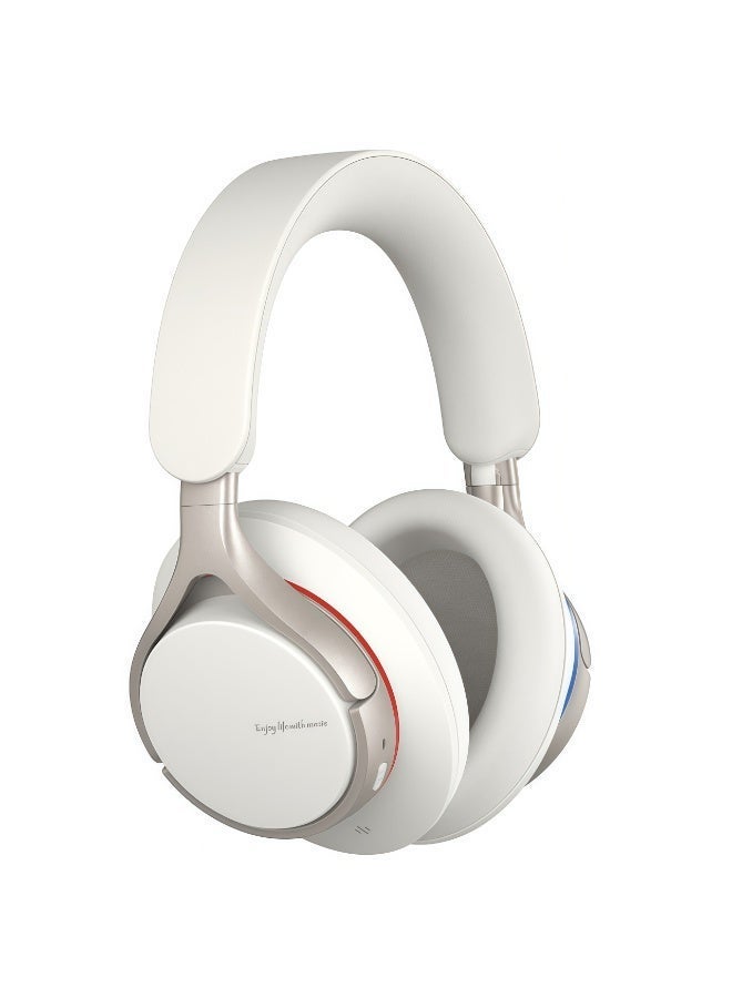 Wireless Bluetooth Headset Noise Cancellation Function - Fast Charging Function, Up to 50 Hours Of Playback, Adaptive Hybrid Active Noise Cancellation, Bluetooth 5.4 Headphones, Suitable for Travel, School, Ivory White