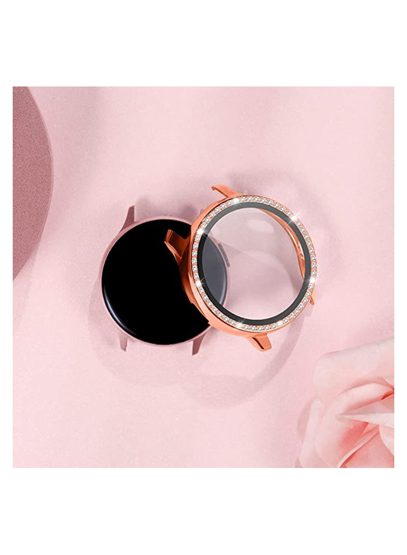 Compatible for Samsung Galaxy Watch Active 2 Screen Protector 44mm, Crystal Diamonds Design for Women Girl Full Protective Bumper with HD Screen for Galaxy Active 2 Watch 44mm Rose Gold - Image 2