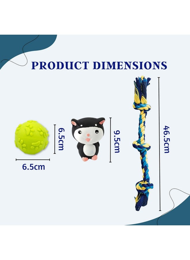 Generic 6 In 1 Squeaky And Chew Rope Dog Toy Combo - (2Knot Rope + 3Knot Rope + Slipper + Corn Stick + Claw Ball + Kitty Toy) | Chewing, Playing, & Teething For Small Dogs And Puppies  - Image 3