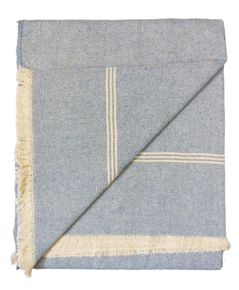 Arvore Bunkaar Plain Pure Handloom Khes- 100% Desi Thick And Heavy Cotton Khes/Summer Blanket/Chadar/Yoga Blanket (Wavy Blue), 100 TC - Image 5