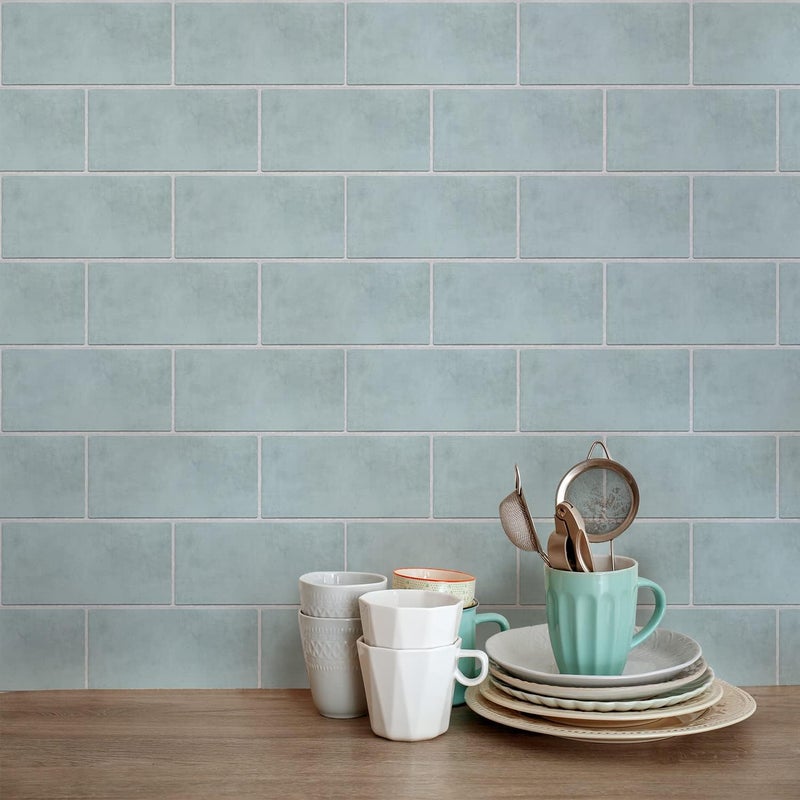 Alwayspon Vinyl Floor Wall Tile Sticker, Non-slip Sticky Back Tile Decals for Kitchen Bathroom Self-adhesive Peel and Stick PVC Floor Sticker DIY, Seafoam Green, 30cmX15cm X12Pcs Set - Image 3