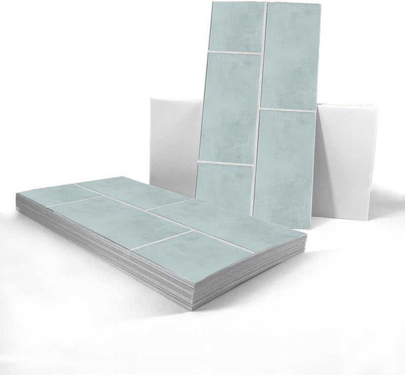 Alwayspon Vinyl Floor Wall Tile Sticker, Non-slip Sticky Back Tile Decals for Kitchen Bathroom Self-adhesive Peel and Stick PVC Floor Sticker DIY, Seafoam Green, 30cmX15cm X12Pcs Set - Image 2