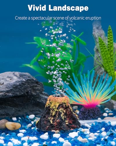 Uniclife Aquarium Volcano Ornament Kit, Fish Tank Decoration Mini Resin Volcanic Decor for Fish Tank Landscape Realistic Mountain with Air Stone Bubbler Airline Tubing Accessories for Oxygenation - Image 2