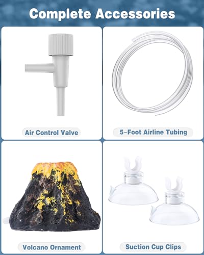 Uniclife Aquarium Volcano Ornament Kit, Fish Tank Decoration Mini Resin Volcanic Decor for Fish Tank Landscape Realistic Mountain with Air Stone Bubbler Airline Tubing Accessories for Oxygenation - Image 5