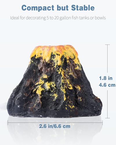 Uniclife Aquarium Volcano Ornament Kit, Fish Tank Decoration Mini Resin Volcanic Decor for Fish Tank Landscape Realistic Mountain with Air Stone Bubbler Airline Tubing Accessories for Oxygenation - Image 4
