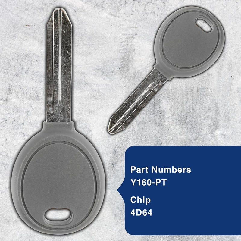 KeylessOption Transponder Chip Uncut Ignition Key Blank Replacement for Y160 (Pack of 2) - Image 4