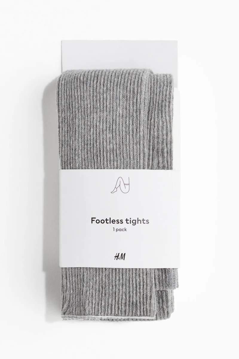 H&M Rib-knit footless tights