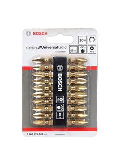 BOSCH Bosch 2608521042 65mm Extra Hard Double-Ended Bit Set - 10 Pcs - Gold  - Image 1