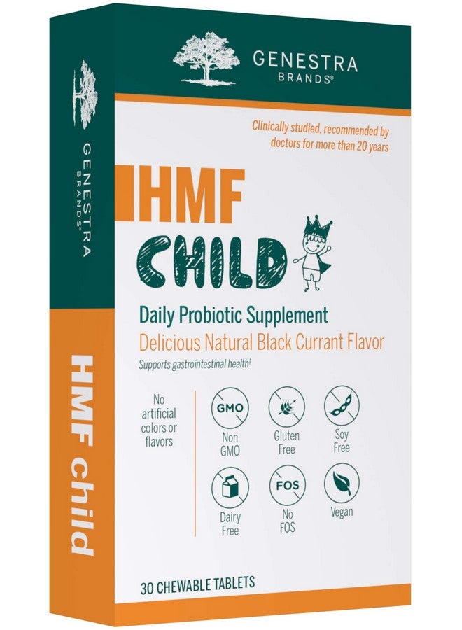 Genestra Brands جينسترا براندز HMF للأطفال | تركيبة بروبيوتيك لدعم فلورا الأمعاء الصحية | 30 قرص قابل للمضغ | نكهة الكشمش الأسود - Image 1