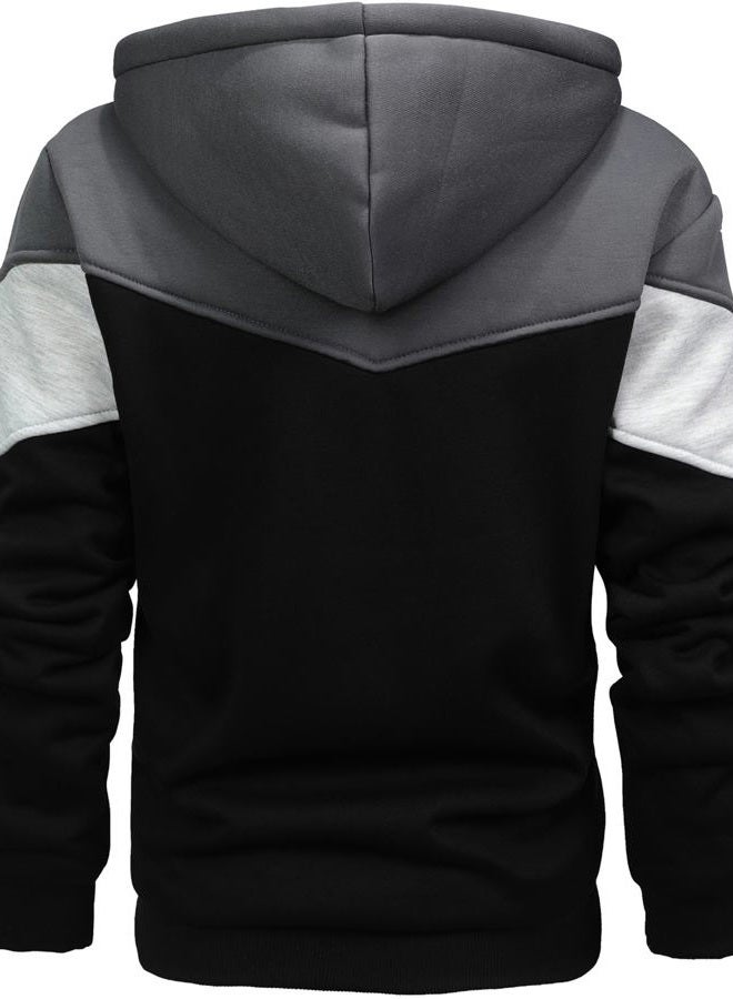 AIELVIN Men's Winter Fleece Thermal Jackets for Men Sherpa Lined Hoodies Warm Thick Jacket Outerwear IronGrey Grey Black(995) XL, 995irongrey Grey Black, XL - Image 3