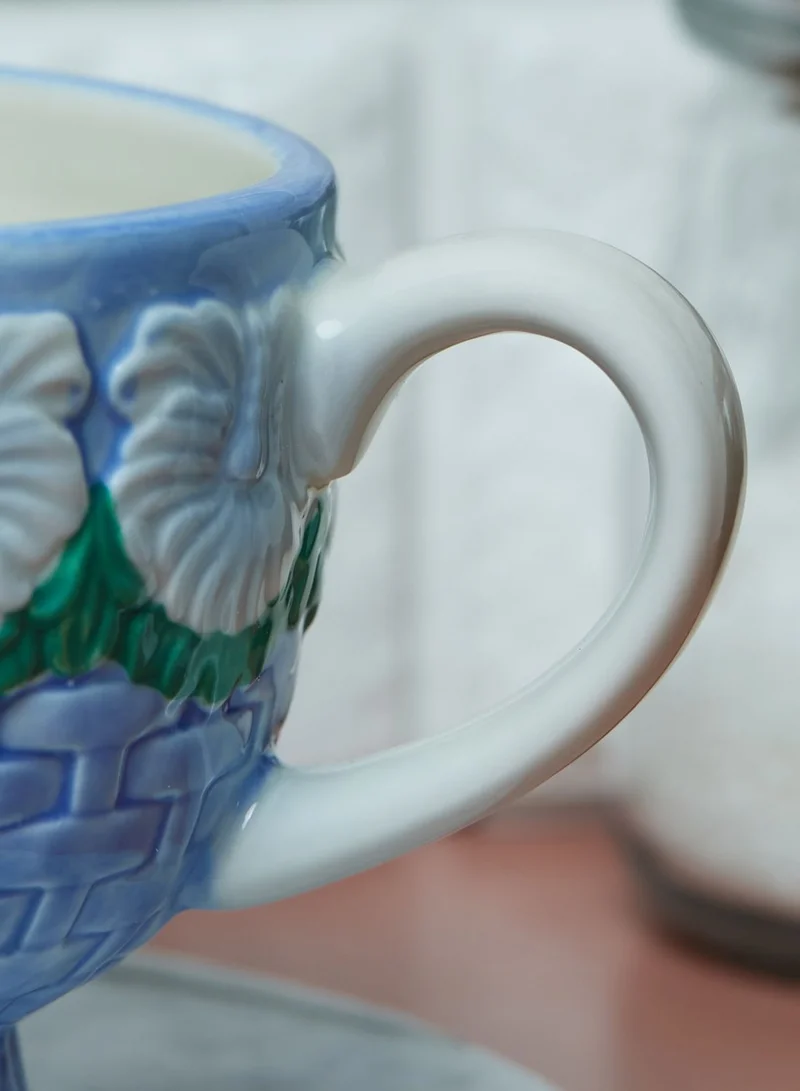 Rice Floral Embossed Ceramic Mug