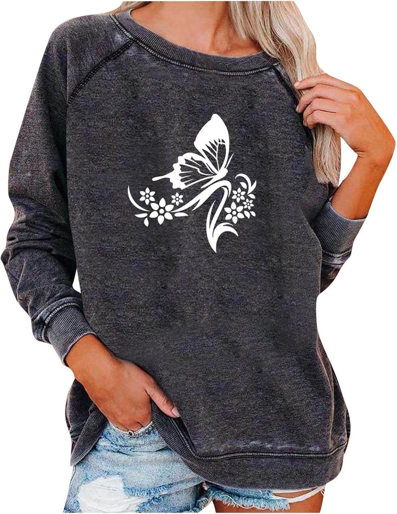 cheekyglo Women's Long Sleeve Crewneck Blouse Casual Print Oversize Sweatshirts Western Comfy Loose Fit Fall Tunic Pullover - Image 1
