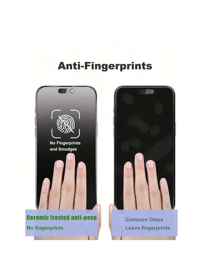 حجمان لـ iPhone 15 Plus واقي شاشة عالي الجودة من السيراميك حماية الخصوصية فيلم ناعم مقاوم للخدش أسود غير لامع - Image 3