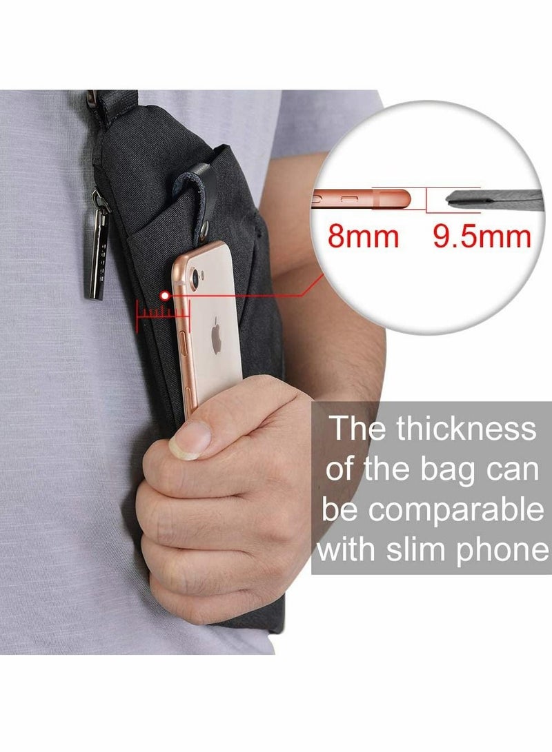 Excefore حقيبة ظهر للصدر حقيبة ظهر يومية كاجوال سوداء خفيفة الوزن مضادة للسرقة حقيبة سفر رياضية خارجية للرجال والنساء - Image 5