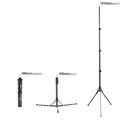 FOSOTO 75in Fold Video Tripod Light Stand Super Lightweight Compact for Speedlight, Flash, Umbrella, Softbox, Filming Product Portrait Shooting Lighting Stand - Image 3