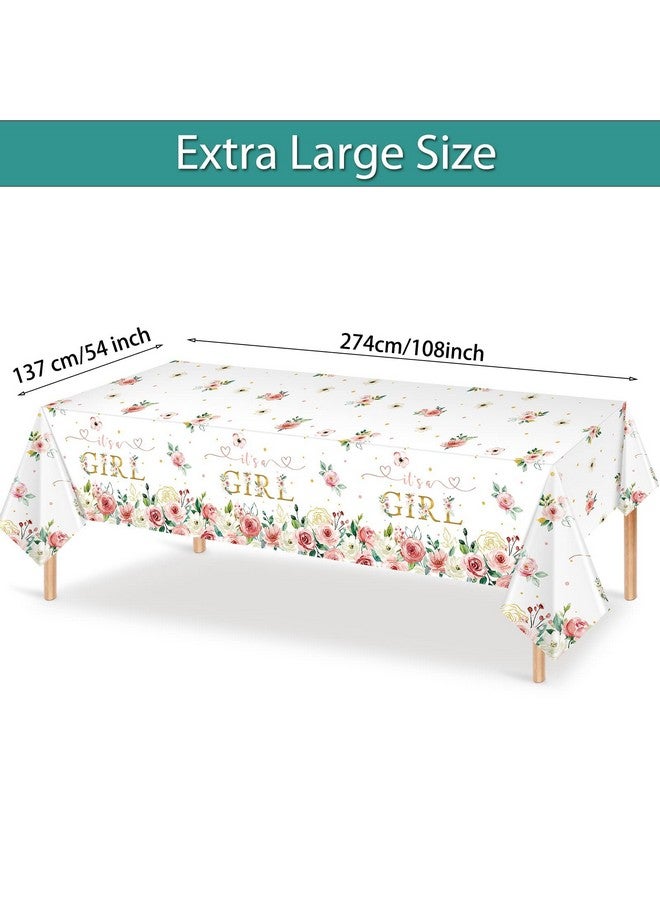 Pajean Floral Baby Shower Supplies It'S A Girl Boy Baby Shower Party Tablecloths Girls Boy Flowers Table Cover For Kids Baby Girls Shower Birthday Party Decorations (Girl 3 Pack) - Image 3
