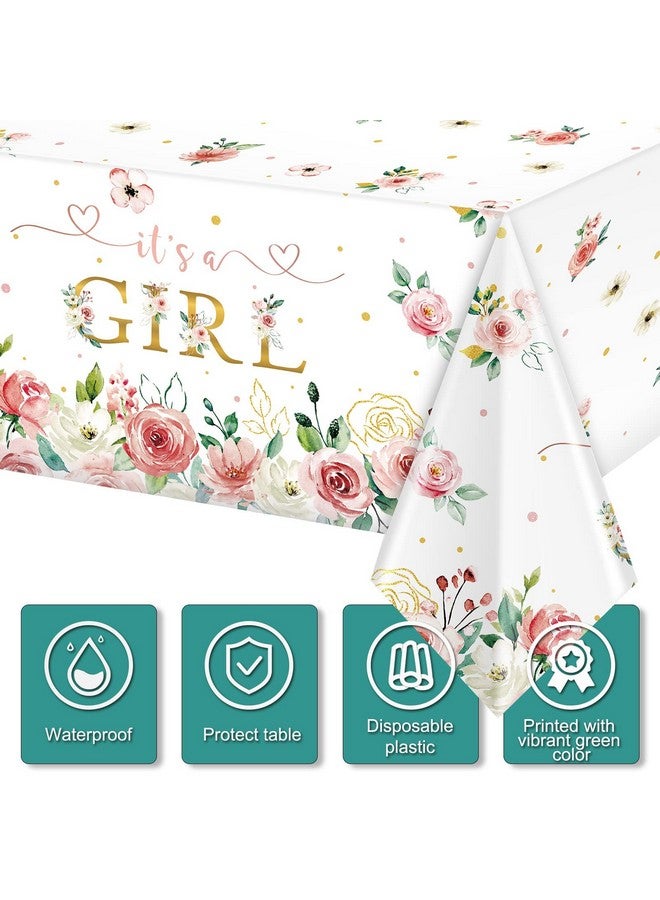 Pajean Floral Baby Shower Supplies It'S A Girl Boy Baby Shower Party Tablecloths Girls Boy Flowers Table Cover For Kids Baby Girls Shower Birthday Party Decorations (Girl 3 Pack) - Image 4