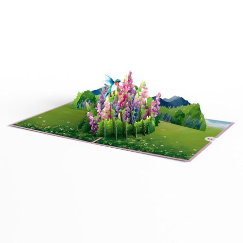 Lovepop Lupine Hummingbird Pop-Up Card - Hummingbird Pop-Up Greeting Cards - 3D Birthday Card - 5" x 7" - Envelope Included - Image 4