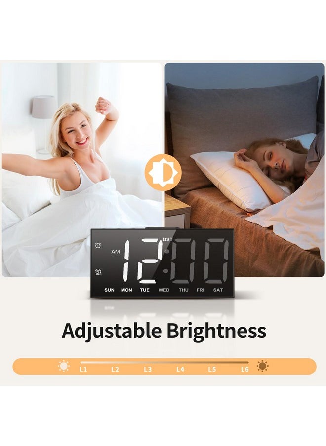 Jall - Digital Alarm Clock With Large Display Big Bold Numbers, Dimmer, 2 Usb Charging Ports, Snooze, Small Table Desk Clock For Bedroom, Living Room, Clock For Heavy Sleepers - Image 1