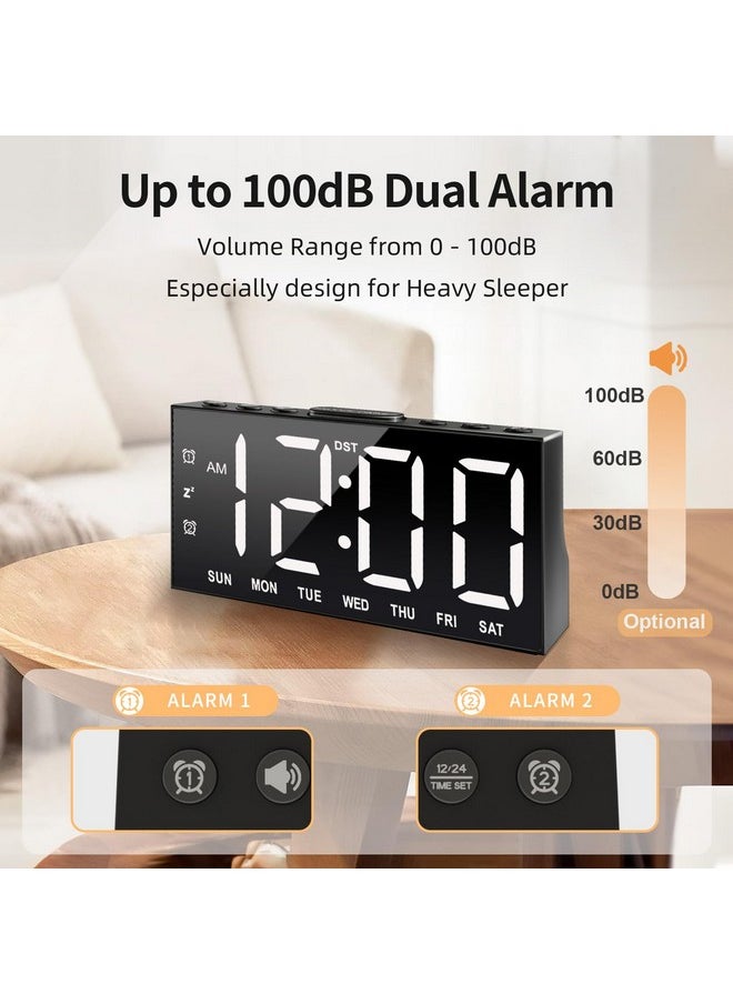 Jall - Digital Alarm Clock With Large Display Big Bold Numbers, Dimmer, 2 Usb Charging Ports, Snooze, Small Table Desk Clock For Bedroom, Living Room, Clock For Heavy Sleepers - Image 1
