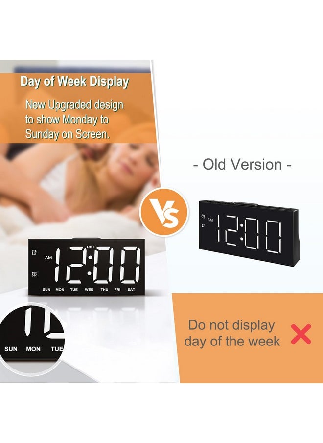 Jall - Digital Alarm Clock With Large Display Big Bold Numbers, Dimmer, 2 Usb Charging Ports, Snooze, Small Table Desk Clock For Bedroom, Living Room, Clock For Heavy Sleepers - Image 1
