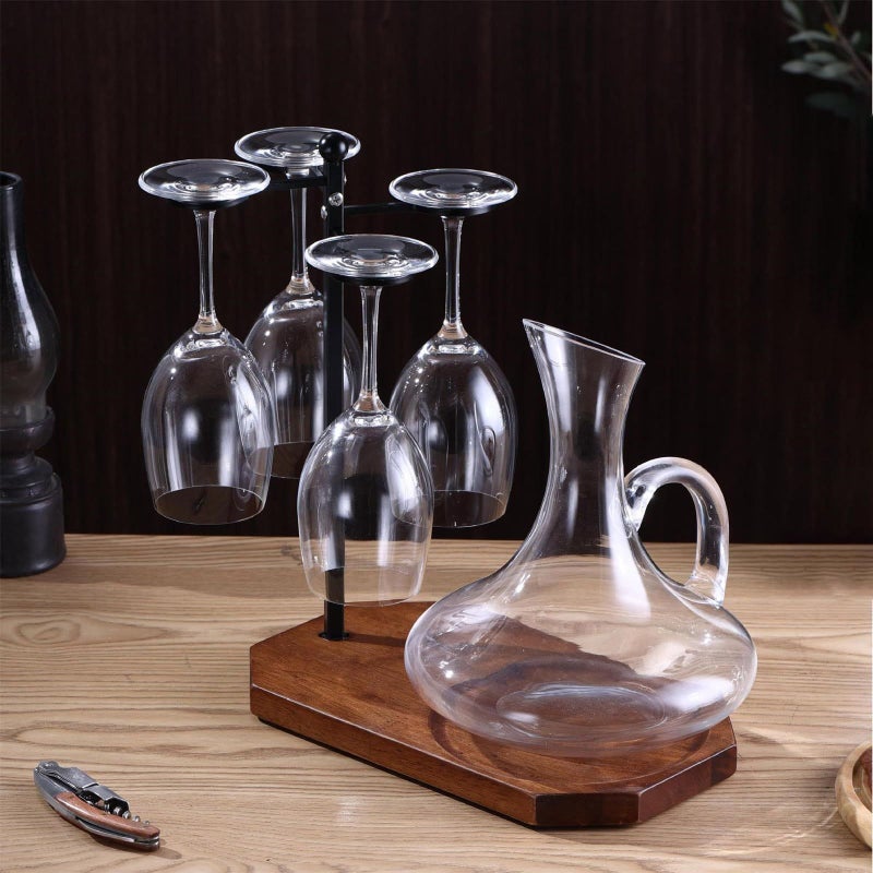 Modern Inverted Wine Glass Rack With Decanter Tray Organizer For Party And Home Storage Display - Image 4