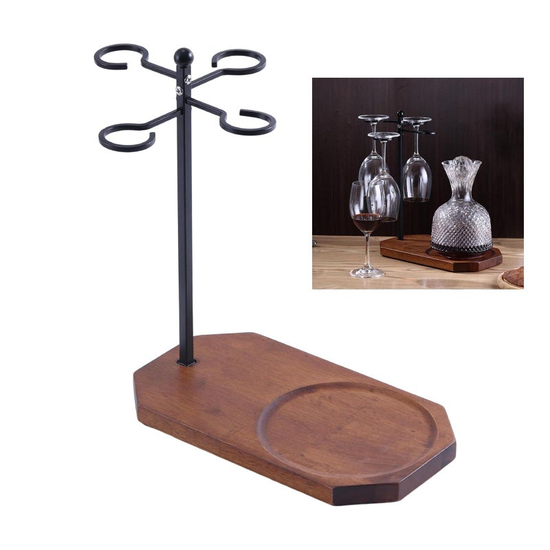 Modern Inverted Wine Glass Rack With Decanter Tray Organizer For Party And Home Storage Display - Image 3