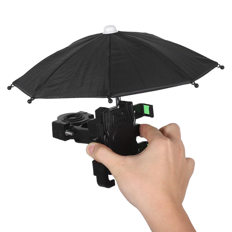 Waterproof Bike Phone Holder With Anti Glare Umbrella Handlebar Mount For Electric Bike Motorcycle Navigation Black Green - Image 5