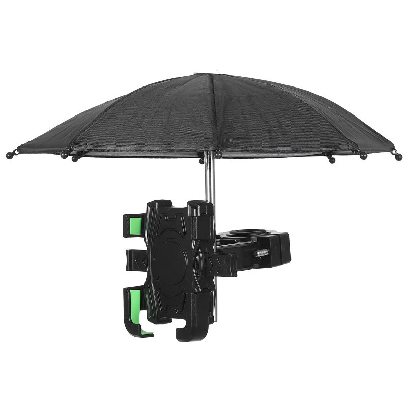 Waterproof Bike Phone Holder With Anti Glare Umbrella Handlebar Mount For Electric Bike Motorcycle Navigation Black Green - Image 2