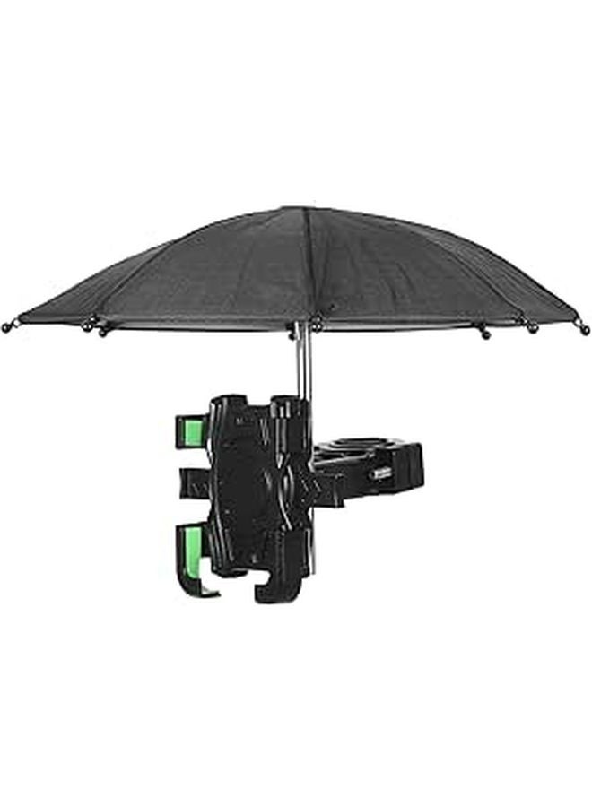 Waterproof Bike Phone Holder With Anti Glare Umbrella Handlebar Mount For Electric Bike Motorcycle Navigation Black Green - Image 1