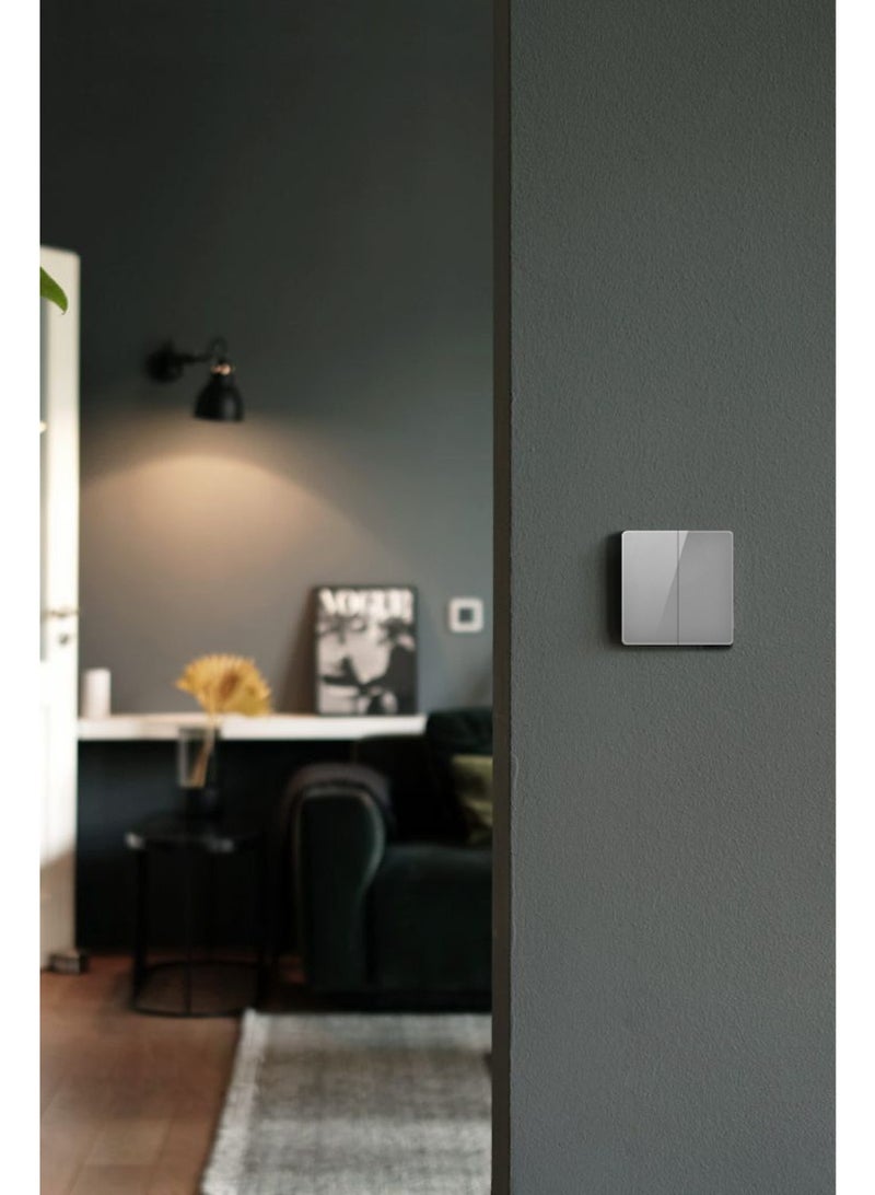 Vmax 2-Gang 2-Way Plate Switch – Modern Square Design, Smooth Control, Durable & Easy Install Wall Switch (GREY) - Image 5