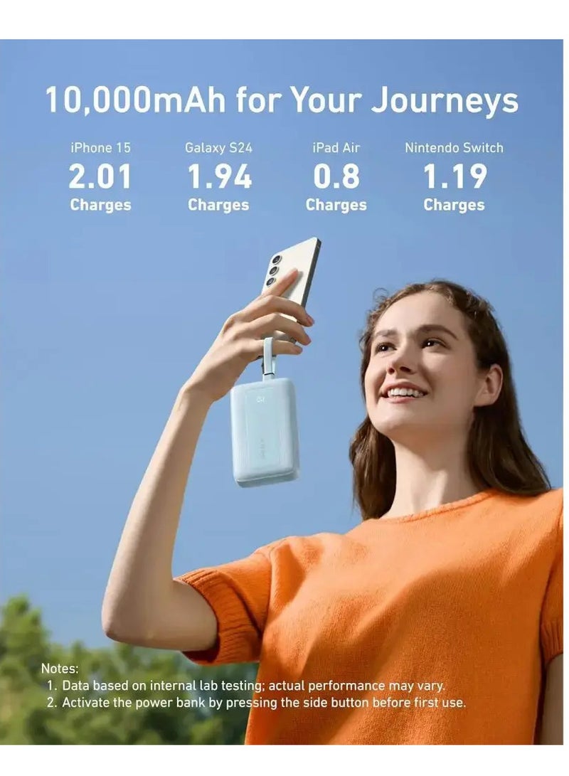 Anker Zolo Power Bank, 10,000mAh 30W Max Fast Portable Charger with Built-in USB-C and MFi Certified Lightning Cables, 1 USB-C, 1 USB-A, Battery Pack for iPhone 16/15/14 Series, Galaxy, and more - - Image 3