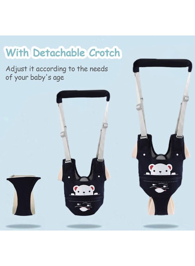 Ocanoiy Baby Walking Harness Handheld Baby Walker Assistant Belt Adjustable Toddler Infant Safety Harnesses Standing Up Walking Learning Helper with Detachable Crotch for 9-24 Month Old (Dark Blue) - Image 4