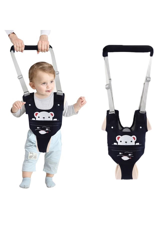 Ocanoiy Baby Walking Harness Handheld Baby Walker Assistant Belt Adjustable Toddler Infant Safety Harnesses Standing Up Walking Learning Helper with Detachable Crotch for 9-24 Month Old (Dark Blue) - Image 1