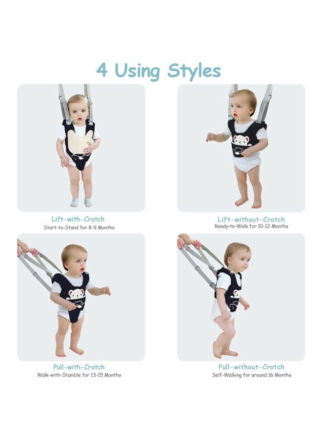 Ocanoiy Baby Walking Harness Handheld Baby Walker Assistant Belt Adjustable Toddler Infant Safety Harnesses Standing Up Walking Learning Helper with Detachable Crotch for 9-24 Month Old (Dark Blue) - Image 5