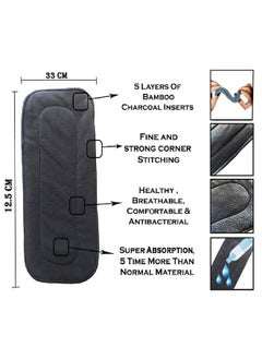 BabyMoon (Set Of 2) 1 Cloth Diaper With 5Layers Charcoal Bamboo Insert) Premium Adjustable Reusable Cloth Diaper (Love)  - Image 3