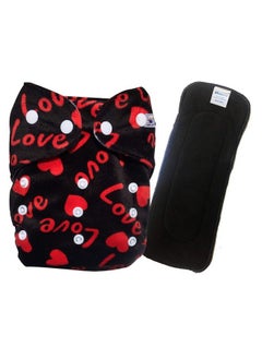 BabyMoon (Set Of 2) 1 Cloth Diaper With 5Layers Charcoal Bamboo Insert) Premium Adjustable Reusable Cloth Diaper (Love)  - Image 2