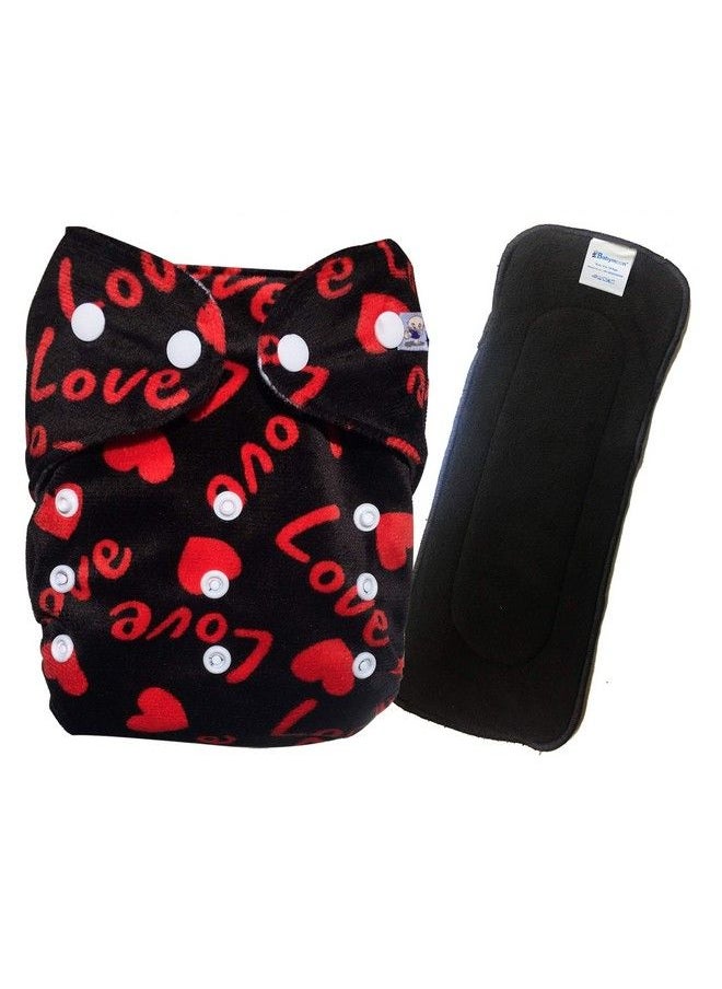 BabyMoon (Set Of 2) 1 Cloth Diaper With 5Layers Charcoal Bamboo Insert) Premium Adjustable Reusable Cloth Diaper (Love)  - Image 2