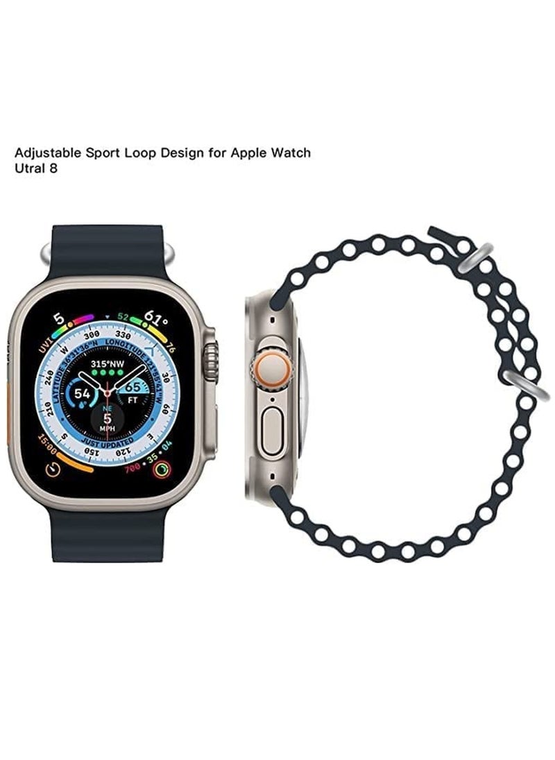 ZOOMEE - Replacement Apple Watch Ultra Ocean Silicone Band Strap Compatible with 49MM/45MM/44MM/42MM for All Series Black - Image 1