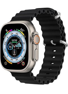Replacement Apple Watch Ultra Ocean Silicone Band Strap Compatible with 49MM/45MM/44MM/42MM for All Series Black