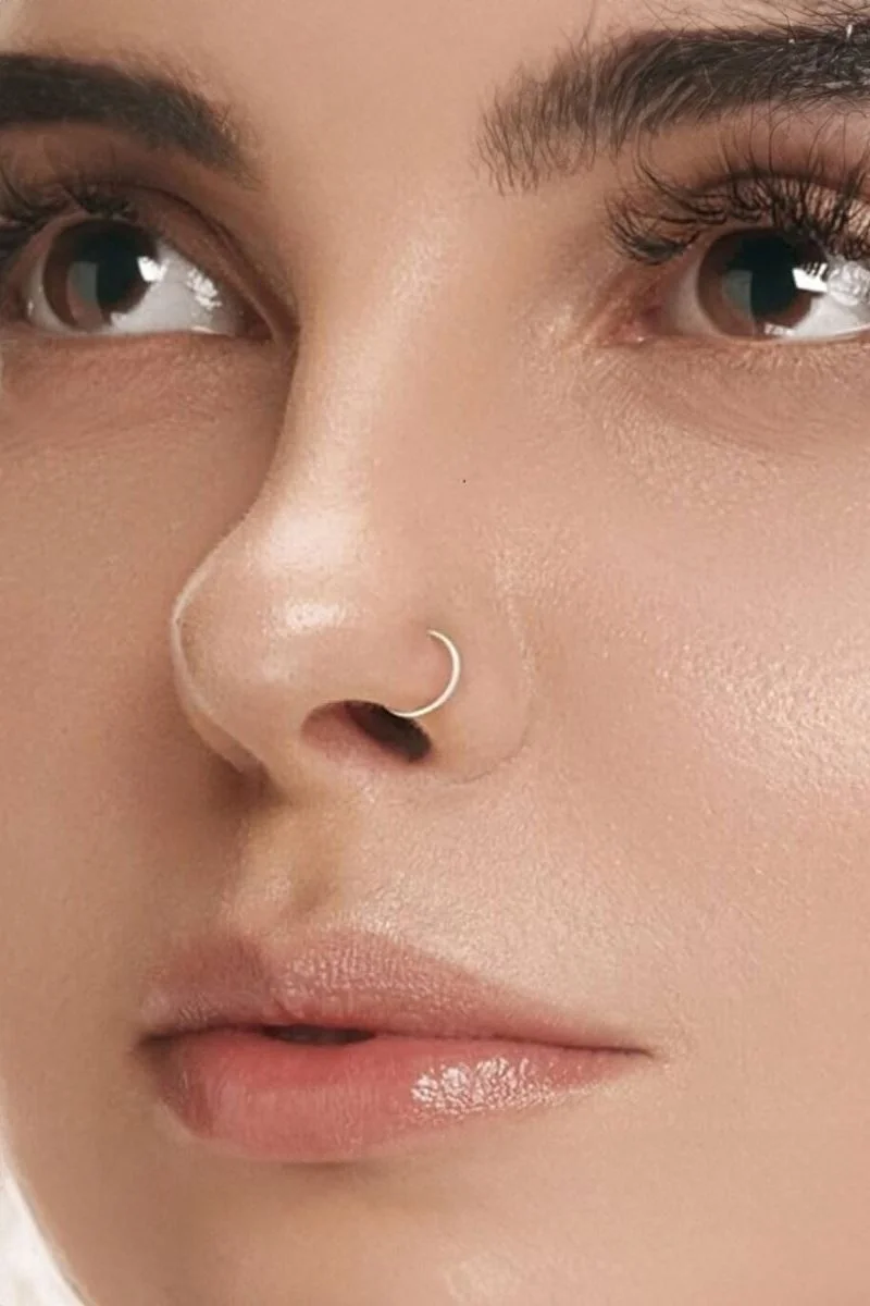 شافين Steel Silver Non Pierced Nose Ring Piercing EV26BY